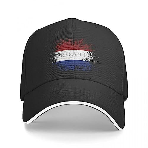 TQASER Basecap Kroatien Vintage Grunge Flagge Kappe Baseball Kappe Mode Strand Cosplay Männer Golf Bekleidung Damen Geschenk