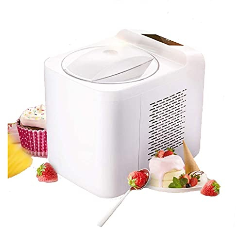 LEONYS Machine à crème glacée automatique d'une capacité de 1 l, machine professionnelle à crème glacée pour crème glacée, yaourt glacé, sorbet gelato, bol amovible et palette de mélange -