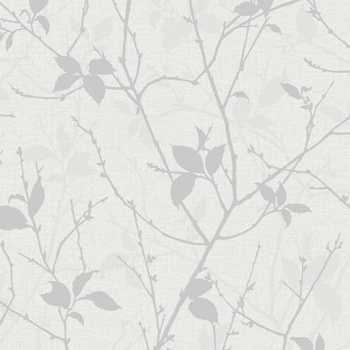 Boutique Belle Floral White/Silver Wallpaper | Paste the Wall | White Floral | Eco-Friendly