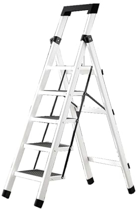 YSUEFIJO Scaletta Pieghevole a 4/5/6 Gradini, Scale Pieghevoli in Alluminio, Scala di Sicurezza, capacità 150 kg, Antiscivolo, Resistente, per Casa, Cucina, Biblioteca