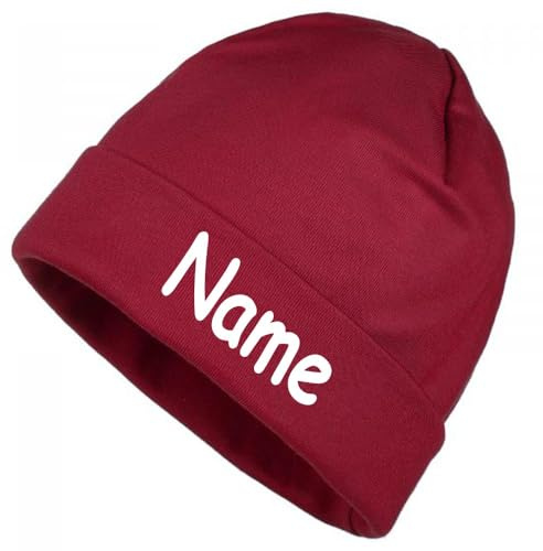 Elefantasie Mütze Uni rot mit Namen oder Text personalisiert für Baby oder Kind aus 100% Baumwolle mit UV-Schutz
