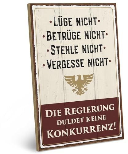 ARTFAVES® Wandbild Holzschild mit Spruch - Lüge nicht, betrüge nicht - Türschild Retro Vintage Deko Bild Geschenk - witzige Sprüche, Politik