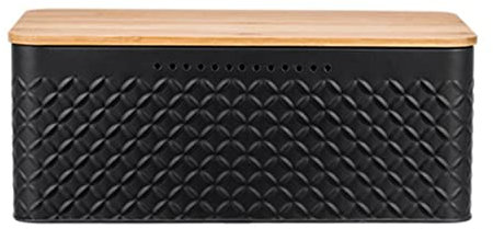 Kliplinc Bread Bin Innovative Bread Bin Thanks to Carbon Coating, with Integrated L¨¹ Function, Includes Bamboo Lid, Black