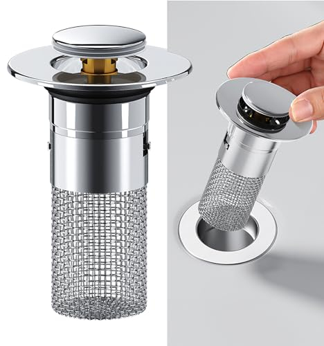 2 Pezzi Tappo per lavandino Universale, Tappo Bidet Universale Pop Up, con Filtro, Tappo per Filtro per Vasca da Bagno, Cucina（30-40 mm）