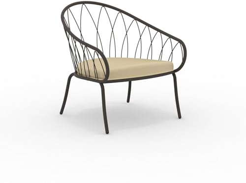 MONDO VIRO un mondo a casa tua Mondo Viro Gartensessel aus Metall Flora, stapelbarer Lounge-Stuhl, 75 x 75 cm, 75 cm (Bronze - Écru)