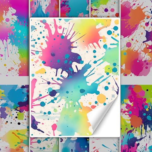 GRAZDesign Fliesenaufkleber Bad & Küche Abstrakt Muster Pink blau gelb Klebefliesen selbstklebend - 20x25cm / 20 Stück