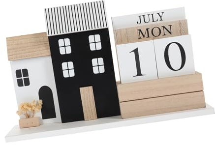 FUNOMOCYA Holztischkalender Wiederverwendbar Mit Wochenplaner Und Datumsanzeige Für Schreibtisch Büro Oder Zuhause Als Dekorativer Kalender