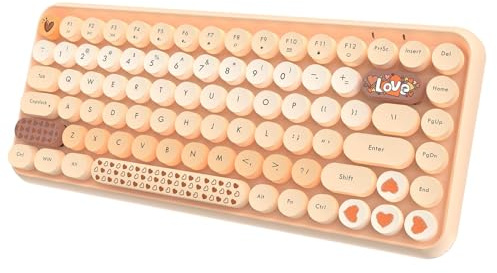 Mini clavier Bluetooth sans fil - 84 touches - Connexion sans fil 2,4 GHz - Touches rondes ABS - Panneau mat - Design ergonomique pour PC, ordinateur portable (dégradé orange)