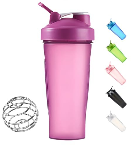 Protein-Shaker-Flasche, 600 ml, sichere, auslaufsichere Protein-Shake-Mixflasche, Stahl-Mischkugel für klumpenfreien, glatten Shake, leicht zu reinigen, BPA-frei, spülmaschinenfest für Fitnessstudio