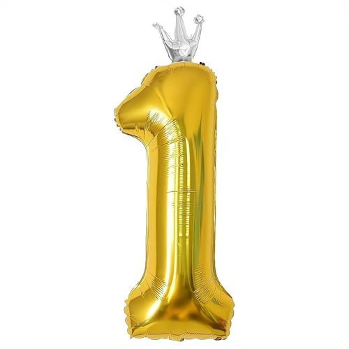 Vthoviwa Krone Luftballon Zahlen 1 Golden, Luftballon 1. Geburtstag Foil Ballon, 0123456789,Party Decoration Helium Unterstützen