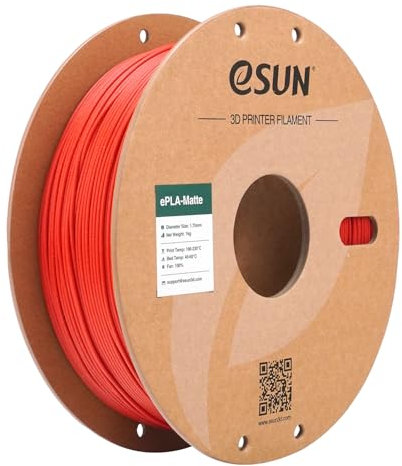 eSUN Upgraded Matte PLA 3D Drucker Filament, Matte PLA 1.75 mm, Maßgenauigkeit +/- 0.03 mm, 1 kg Spule (2.2 lbs) Filament für 3D Drucker, Feuerrot