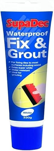 SupaDec Waterproof Tile Fix & Grout White Flooring & Tiles Adhesive Tube 330g Ready Mix White For DIY Decorating Kitchen Bathroom