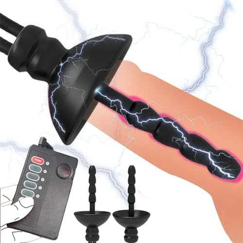 Jpscor Elektro Shock Penis Trainer Weich Silikon Harnröhren Dilatatoren Set, Perlenbesetzt Sexuelle Elektrostimulation Penis Plug Harnröhrensonde SM E-Stim Erotik Extrem Sexspielzeug Für Männer (M)