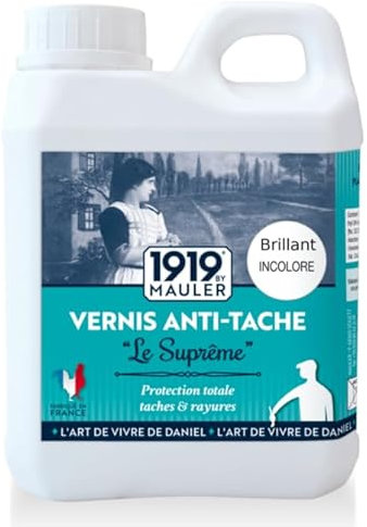 1919 BY MAULER - Vernis bois et peinture Multisupport Le Suprême - Brillant Incolore - 0,5L - Anti-Rayure, Anti-Tache - PV Contact Alimentaire