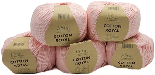 5 x 100 Gramm Ilkadim Export Cotton Royal Baumwollgarn, 500g Strickwolle, Strickgarn 100% Baumwolle einfarbig (rosa 18-705)