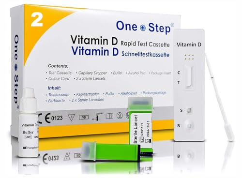 2 Stück One+Step Vitamin D Test Kit Selbsttest I Vitamin D Mangel zu Hause testen I Vitaminmangel erkennen I Ohne Labor direkt zu Hause auswerten