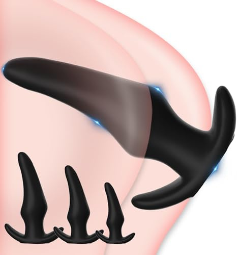 AMAZBEE Giocattolo del sesso anale con base T-Bar PVC spessa Butt Plug per gli uomini Massaggio della prostata Stretcher anale G-Spot Stimolatore per le donne Coppie formazione anale (S,Black)
