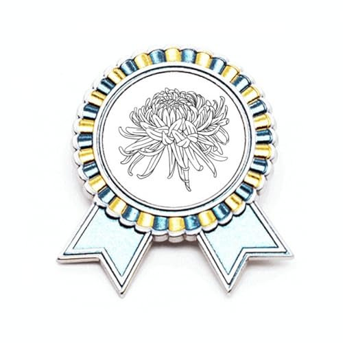 Spilla con illustrazione di crisantemo a forma di fiore, Medio, Metallo