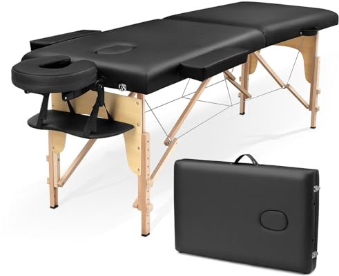 Perfur Casa Massageliege Klappbar Kosmetikliege Massagetisch: 2-Zonen Holz Massagebett Mobile Massagebank Für Spa & Physiotherapie & Tattoo