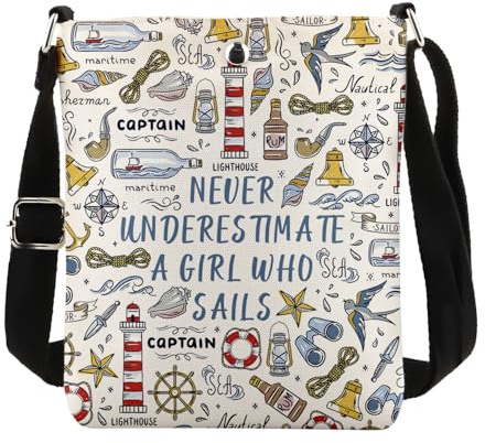 KUIYAI Sailing Gift, Never Underestimate A Girl Who Sails Crossbody Bag, Woman Sailor Gift, Boating Gifts, Captain Gifts (girl who sailUK)