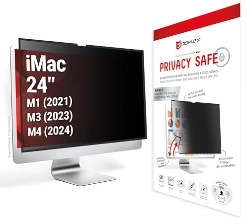 Film de protection d'écran pour Apple iMac 24 M1 (2021)/M3 (2023)/M4 (2024) | Film de confidentialité antireflet : magnétique, amovible, protège contre les regards latéraux, vision claire de l'avant.