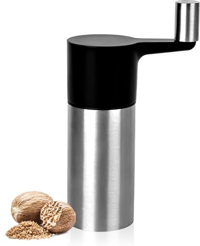 bssmmai Molinillo de Nuez Moscada con Manivela, 3 Recipientes para Almacenar Nuez Moscada y Rallador de Acero Inoxidable para Obtener el Polvo de Nuez Moscada más Fino