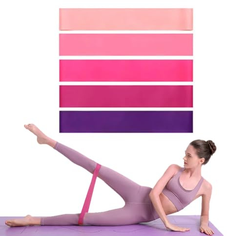 5 Pcs Bandes élastique Musculation Elastique Musculation, Bande Résistance Fitness pour Entraînement Abdo Fessier, Adapté Au Yoga Pilates avec Manuel D'instructions Et Sac (Rose)