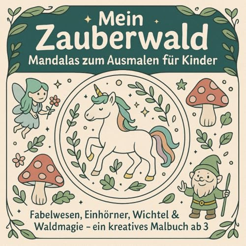 Mein Zauberwald – Mandalas zum Ausmalen für Kinder: Fabelwesen, Einhörner, Wichtel & Waldmagie – ein kreatives Malbuch ab 3 Jahren