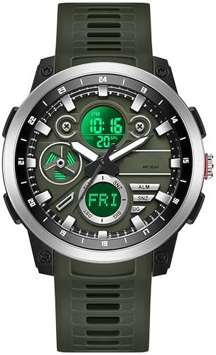 findtime Herren Digitaluhr Wasserdicht mit Weltzeit Doppelzeit Timer Alarm Stopuhr Analog Digital Outdoor Uhren für Jungen Jugendliche