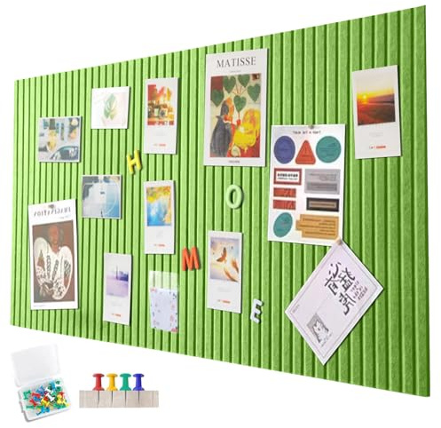 60 x 40 cm stor anslagstavla, stor korkskiva, 0,9 cm tjock dekorativ korkvägg av filt, vikbar fototavla med självhäftande tejp, filt självhäftande visionboard, pinnålar, grön