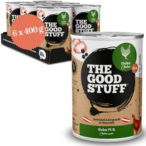 The GOODSTUFF Huhn Pur 6 x 400 g | Hochwertiges Nassfutter für Hunde |Hundefutter nass |Mit frischem Hühnerfleisch | Hunde Nassfutter getreidefrei | Super-Premium Hundefutter mit hohem Fleischanteil