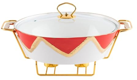 Gcljlmy Bandeja para calentar alimentos multifuncional Chafing Dish, fácil de usar, bandeja para servir buffet estable para mesa de comedor (rojo)