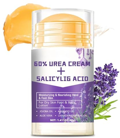 Foot Cream for Cracked Heels and Dry Skin – 60% Urea Cream with Salicylic Acid & Lavender – Athletes Foot Treatment & Heel Balm – Intensive Foot Care Lotion for Very Dry Feet & Hands