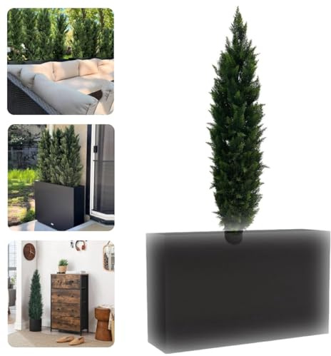 Cèdre artificiel d'extérieur - Brise-vue et pot de fleurs - Plantes persistantes en pot pour protection solaire d'été et décoration de jardin esthétique (90,9 cm)