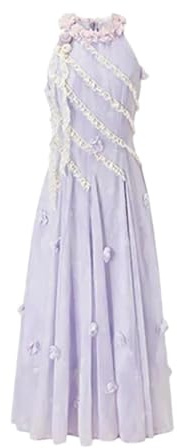 Robe de soirée en dentelle florale 3D pour femme Coupe ajustée, Violet fumé, M