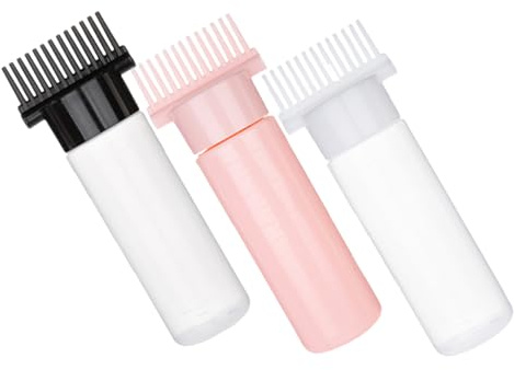 Mikinona 3 piezas Botellas Aplicadoras para Raíz de Cabello con Peine Integrado y Escala Graduada Aplicador Portátil para Tintes Removedor de Tinte y Aclarador para Cuidado y Masaje