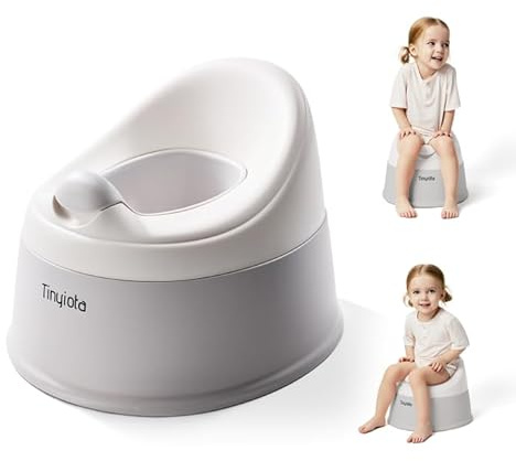 Tinyiota Toddler Potty Training Toilet, Removable Bowl with High Splash Guard, Assembles in Seconds, Easy-Clean and Travel-Ready for Boys and Girls Ages 6 Months to 3 Years (Gray)