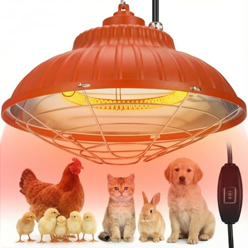 350W Chicken Coop Heater, Adjustable Height Hanging Heater for Poultry, Dual-Mode Heat Lamp for Chickens Brooder Heater Bulb for Chicks & Pet House, 3S Fast Heating (Orange)