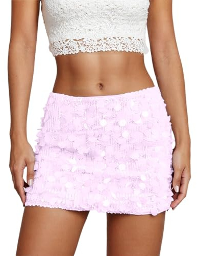 Falda De Lentejuelas para Mujer Faldas con Purpurina Sexy Minifalda Elástica Cintura Elástica Faldas Brillante para Noche Fiesta Carnaval Nochevieja