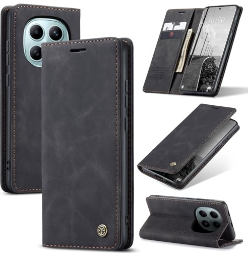 Cracedily Coque pour Xiaomi Redmi Note 15 4G/5G Pochette, Etui Protection Housse Premium en Cuir PU, Etui à Rabat Pochette de Portefeuille Étui pour Redmi Note 15 Case, Noir