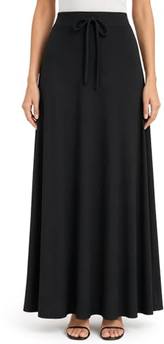 InfiniZer Damen Maxirock Lang mit Seitenschlitz & Bindegürtel - Elegante Hohe Taille A-Linie Sommerrock für Freizeit & Business