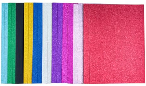 Glitzerpapier zum Basteln,20 Blatt A4 10 Farben 250g/m² Glitzer Kartonpapier, Buntes Bastelpapier für Weihnachtskarten, Weihnachtsdeko, Geschenkverpackung