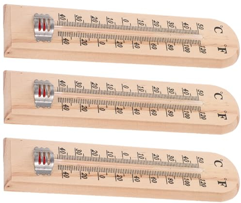 CORHAD Termometro da Interno ed Esterno in Legno Classico, Confezione da 3 Pezzi, Misura Precisa della Temperatura per Scuola e Sauna