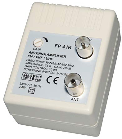 Amplificatore Retro Tv Segnale Antenna, Regolabile, Guadagno 20Db, 1 Canale