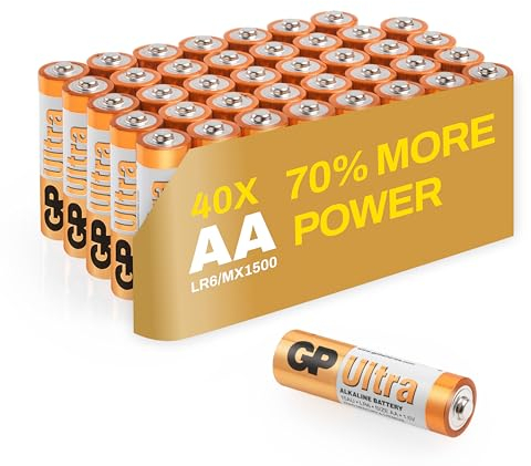 GP Ultra AA Batteries 40 Pack – 1.5V Alkaline Double A Batteries – 10-Year Shelf Life – Reliable Power for Toys, Remotes, Clocks & Devices – Ideal Battery Pack for High-Drain Household Electronics