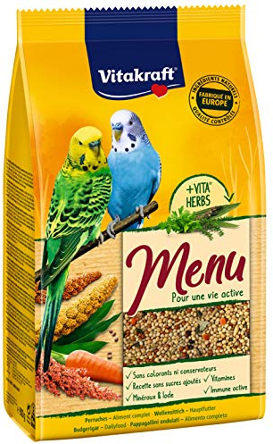 VITAKRAFT Menu Sittiche – Premiumfutter für Vögel – Frischebeutel mit 900 g
