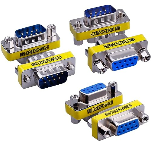Warmstor 6-Pack 9Pin RS232 Serial Cable DB9 Male to Male/Female to Female Mini Gender Changer Adapter Coupler Connector