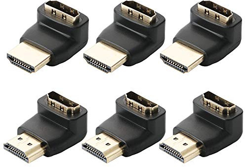 GTIWUNG 6 Stück HDTV Winkeladapter Winkelstecker 90 Grad und 270 Grad, HDTV-Stecker auf Buchse Adapter für DVD-Player, Blu-Ray Player, PC, Audio-Receive