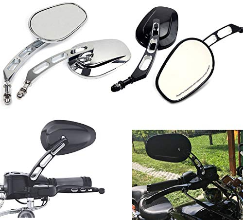 Motorrad Universal 8mm Rückspiegel Für Harley Dyna Road King Softail Touring XL 883 Sportster Fatboy FXDB FLSTF (Chrom)