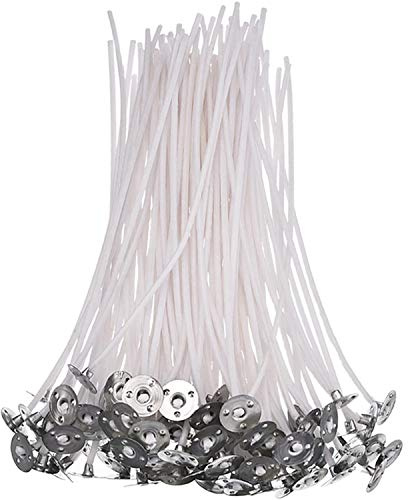 POFET 100 mechas de vela, 20 cm, mechas enceradas previamente enceradas para hacer velas